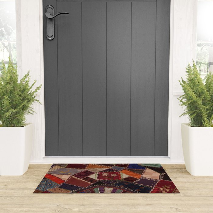Vintage Bohemian Patchwork Welcome Mat Gallery Image 3