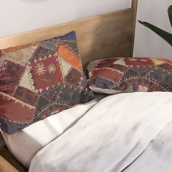Vintage Bohemian Patchwork Pillow Sham Gallery Image 2