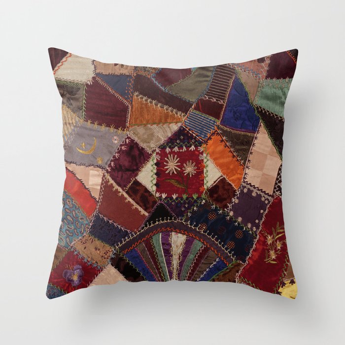 Vintage Bohemian Patchwork Throw Pillow Gallery Image 1