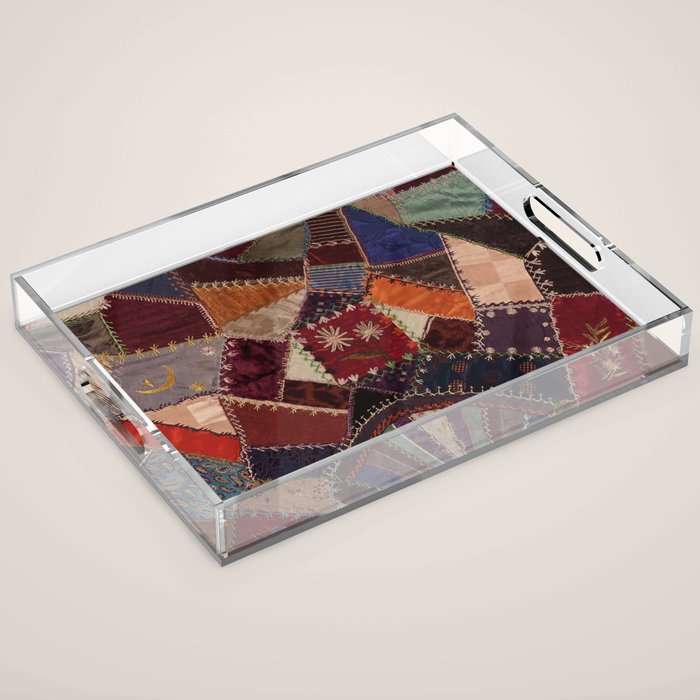 Vintage Bohemian Patchwork Acrylic Tray Gallery Image 1