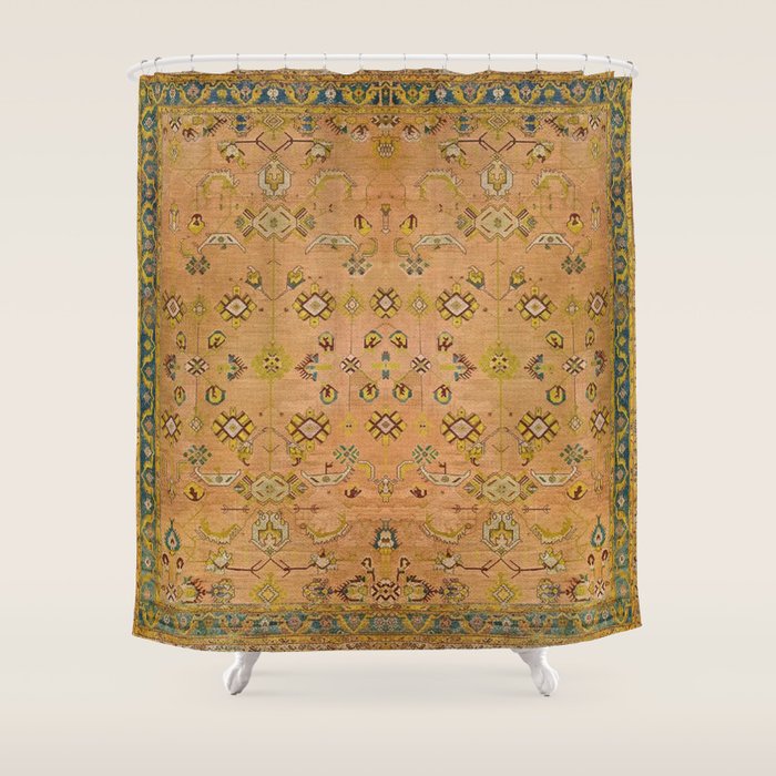 Persian Heritage Rug Design in Warm Earth Tones Shower Curtain Gallery Image 1
