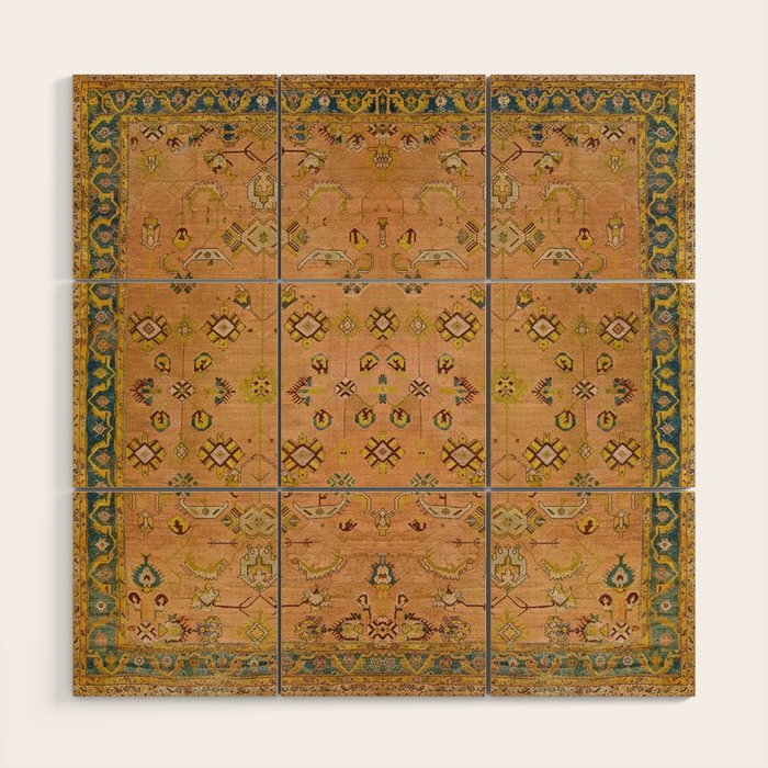 Persian Heritage Rug Design in Warm Earth Tones Wood Wall Art Gallery Image 1