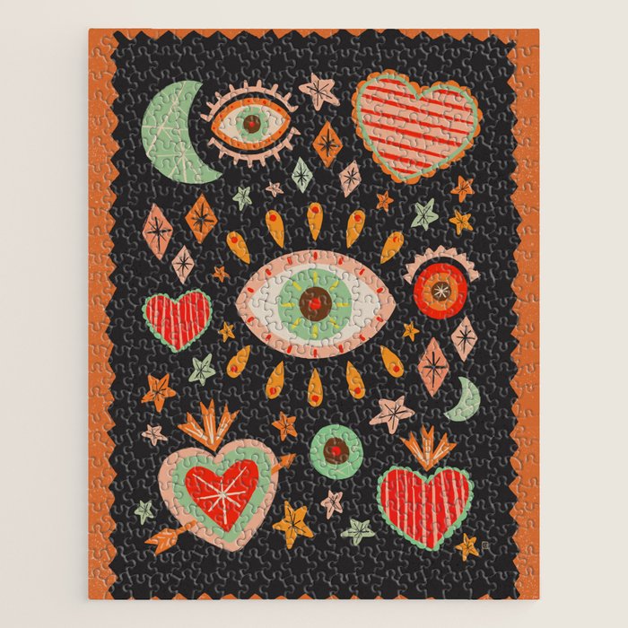 Sacred heart symbols & stars | Fall colors Jigsaw Puzzle Gallery Image 1