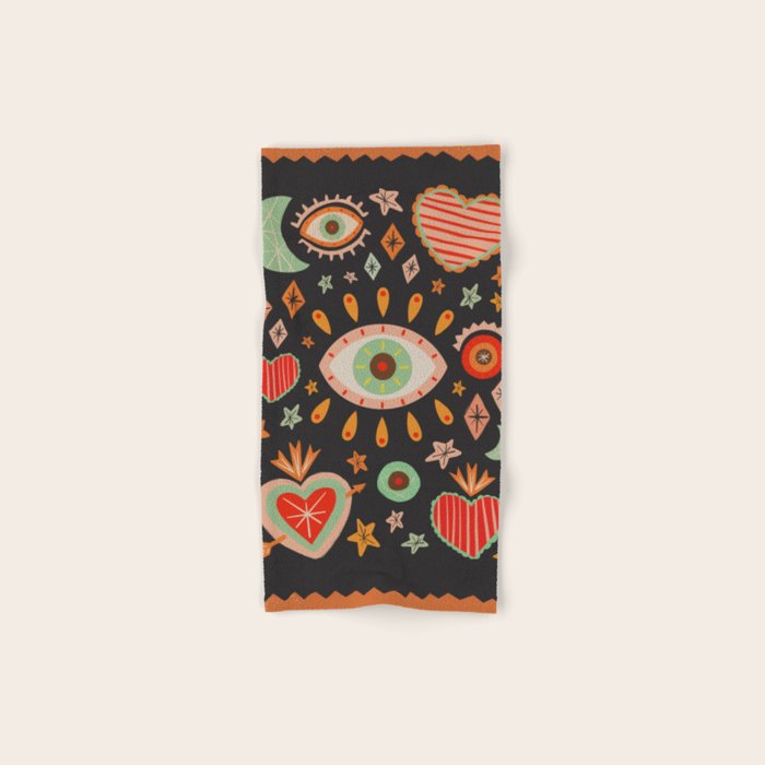 Sacred heart symbols & stars | Fall colors Bath Towel Gallery Image 1
