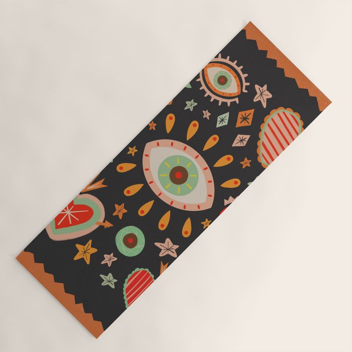 Sacred heart symbols & stars | Fall colors Yoga Mat Gallery Image 1