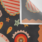Sacred heart symbols & stars | Fall colors Wall Tapestry Gallery Image 3