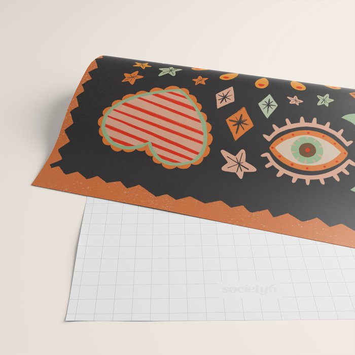 Sacred heart symbols & stars | Fall colors Wrapping Paper Gallery Image 2