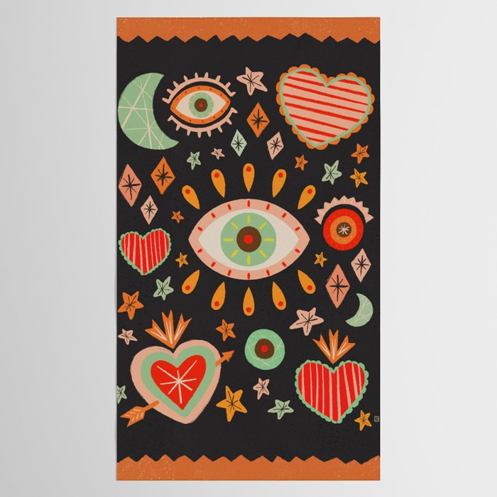 Sacred heart symbols & stars | Fall colors Tablecloth Gallery Image 2