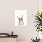 Bunny Rabbit Blowing Bubble Gum, Pink Nursery, Baby Animals Art Print by Synplus Poster Gallery Image 2