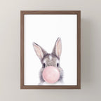Bunny Rabbit Blowing Bubble Gum, Pink Nursery, Baby Animals Art Print by Synplus Mini Art Print Gallery Image 2