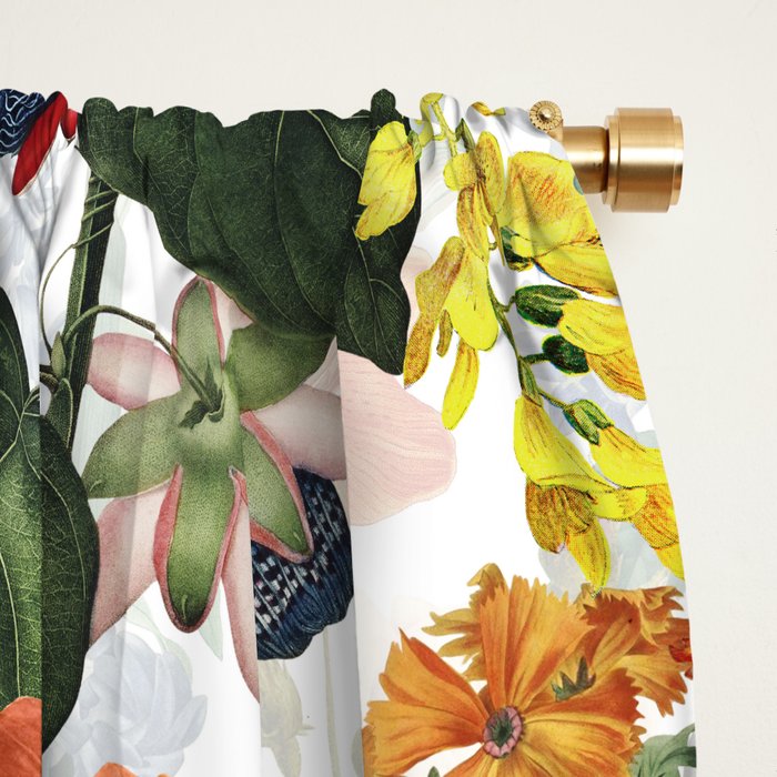Vintage & Shabby Chic - Tropical Botanical Flower Garden  Window Curtain Gallery Image 2