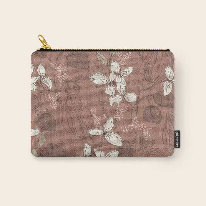 Floral elegance relaxed textured mocha mousse Carry All Pouch Gallery Image 1