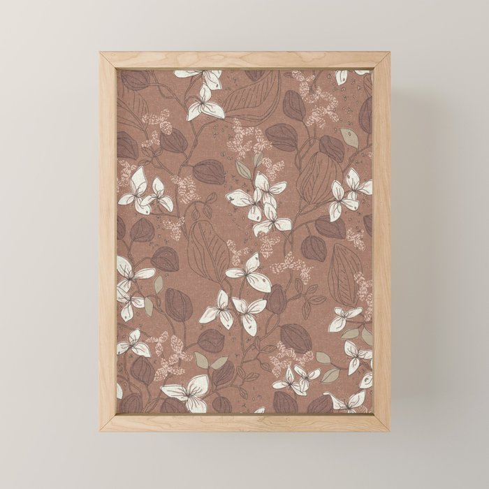 Floral elegance relaxed textured mocha mousse Mini Art Print Gallery Image 1