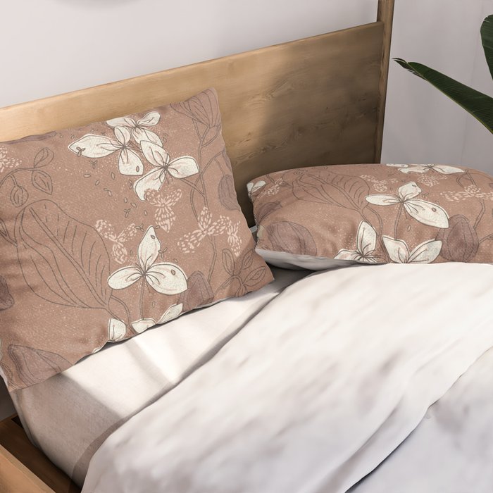 Floral elegance relaxed textured mocha mousse Pillow Sham Gallery Image 2