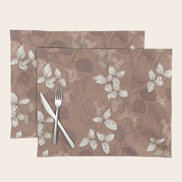 Floral elegance relaxed textured mocha mousse Placemat Gallery Image 1