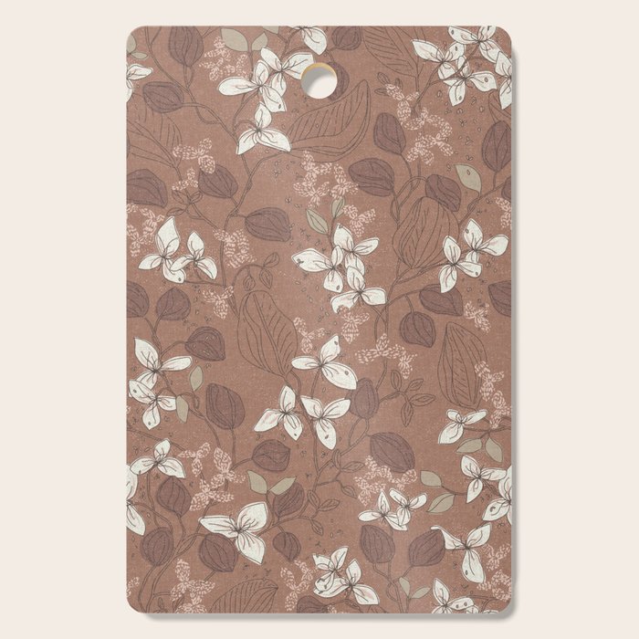 Floral elegance relaxed textured mocha mousse Cutting Board Gallery Image 1