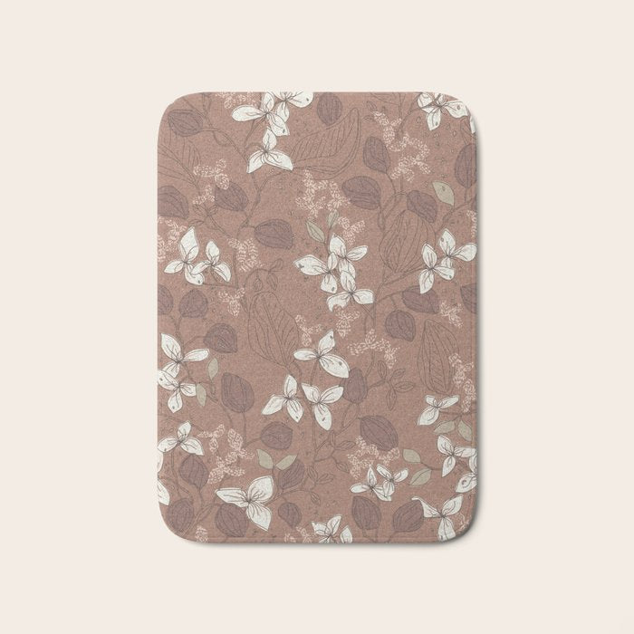 Floral elegance relaxed textured mocha mousse Bath Mat Gallery Image 1