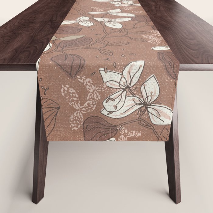 Floral elegance relaxed textured mocha mousse Table Runner Gallery Image 1