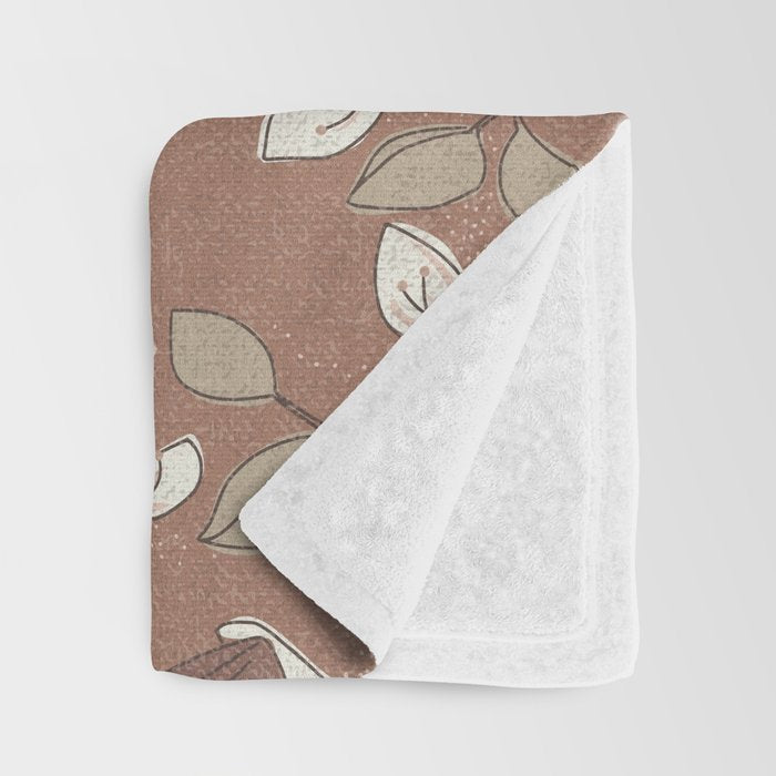Floral elegance relaxed textured mocha mousse Throw Blanket Gallery Image 3