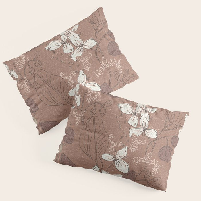 Floral elegance relaxed textured mocha mousse Pillow Sham Gallery Image 3