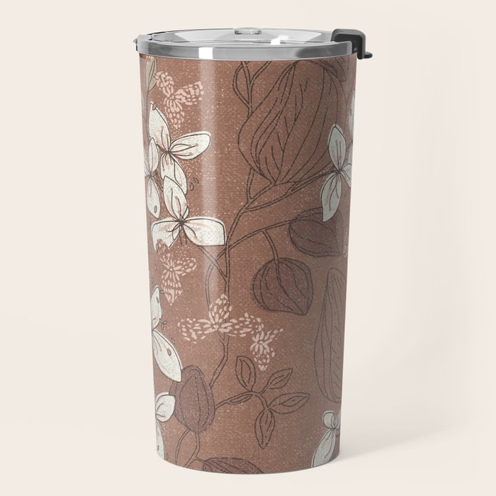 Floral elegance relaxed textured mocha mousse Travel Mug Gallery Image 2