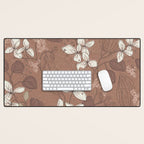 Floral elegance relaxed textured mocha mousse Desk Mat Gallery Image 1
