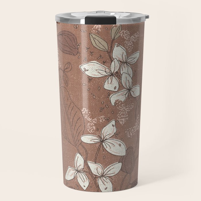 Floral elegance relaxed textured mocha mousse Travel Mug Gallery Image 1