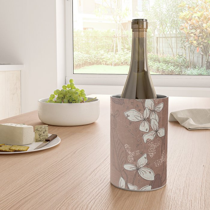 Floral elegance relaxed textured mocha mousse Wine Chiller Gallery Image 4