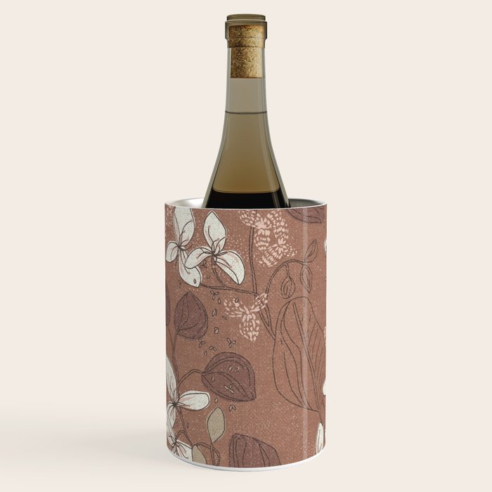 Floral elegance relaxed textured mocha mousse Wine Chiller Gallery Image 2