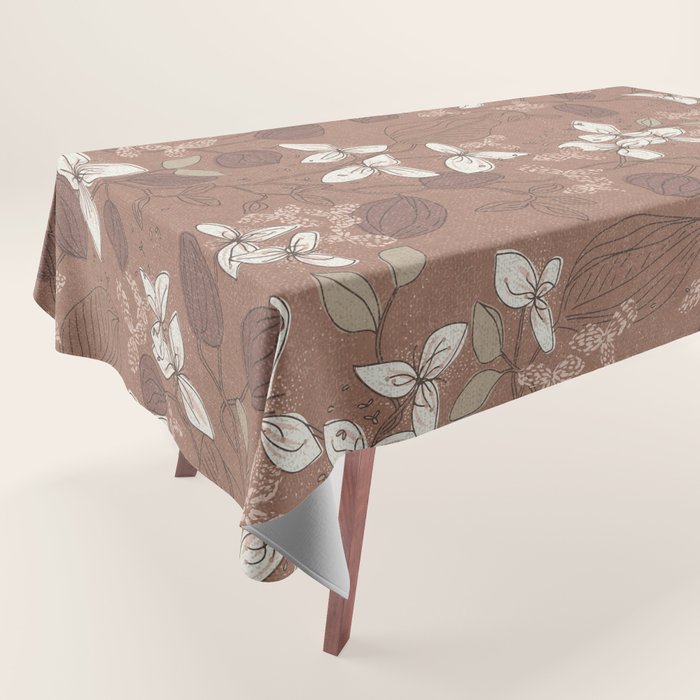 Floral elegance relaxed textured mocha mousse Tablecloth Gallery Image 1