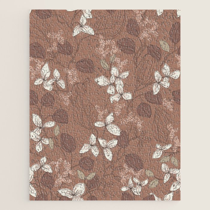 Floral elegance relaxed textured mocha mousse Jigsaw Puzzle Gallery Image 1
