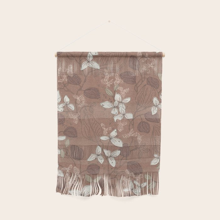 Floral elegance relaxed textured mocha mousse Wall Hanging Gallery Image 1