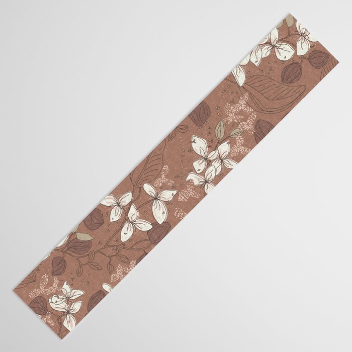 Floral elegance relaxed textured mocha mousse Table Runner Gallery Image 3