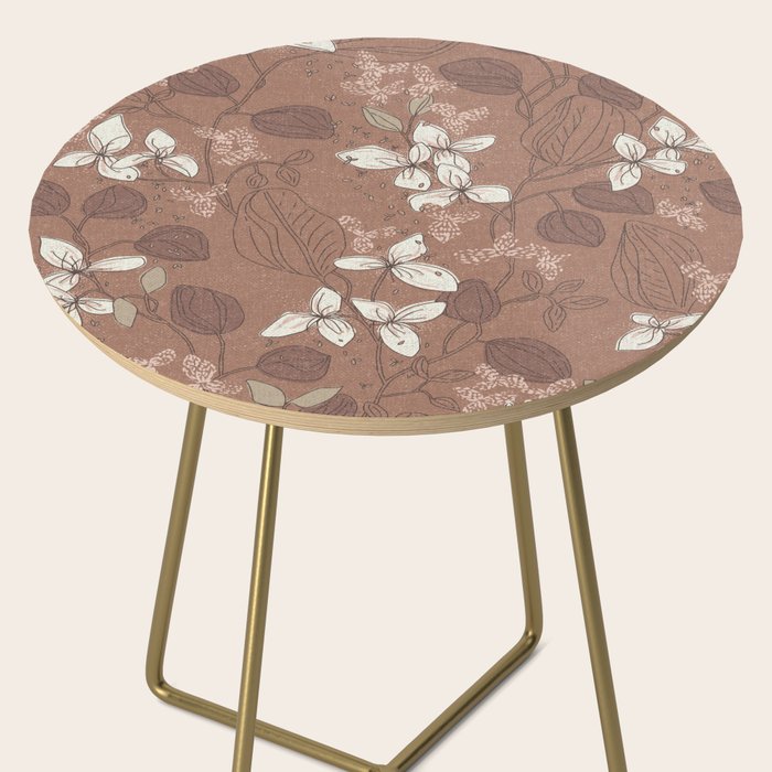 Floral elegance relaxed textured mocha mousse Side Table Gallery Image 2