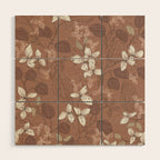 Floral elegance relaxed textured mocha mousse Wood Wall Art Gallery Image 1