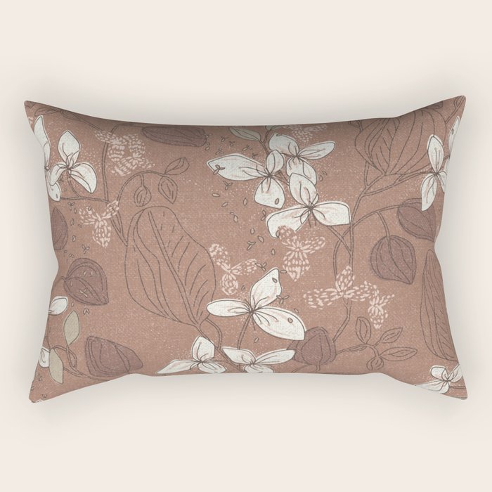 Floral elegance relaxed textured mocha mousse Rectangular Pillow Gallery Image 2