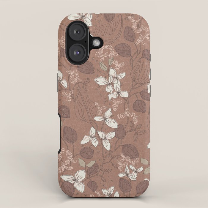 Floral elegance relaxed textured mocha mousse iPhone Case Gallery Image 1