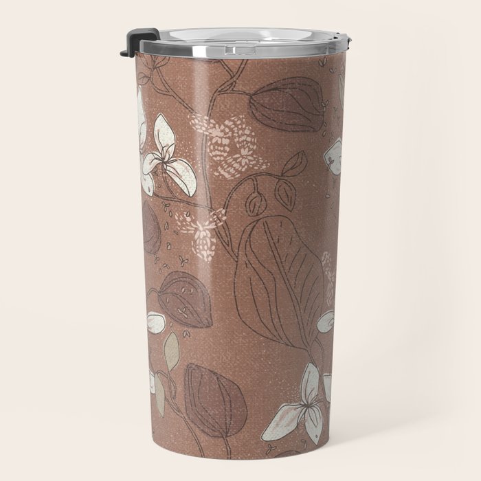 Floral elegance relaxed textured mocha mousse Travel Mug Gallery Image 3