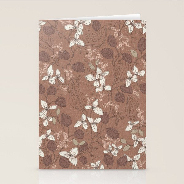 Floral elegance relaxed textured mocha mousse Stationery Card Gallery Image 2