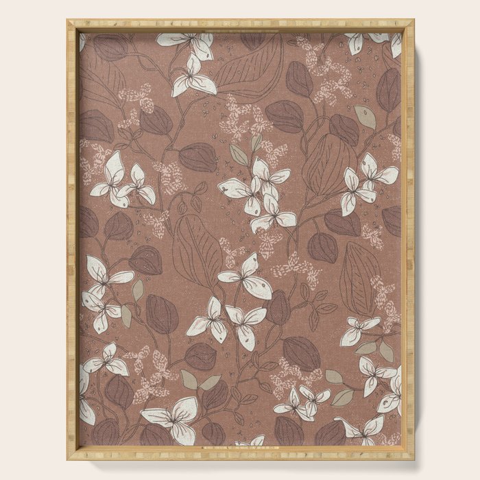 Floral elegance relaxed textured mocha mousse Serving Tray Gallery Image 1