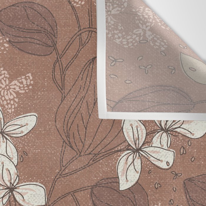 Floral elegance relaxed textured mocha mousse Wall Tapestry Gallery Image 3
