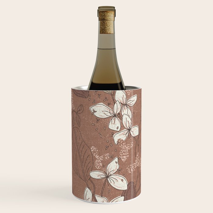 Floral elegance relaxed textured mocha mousse Wine Chiller Gallery Image 1