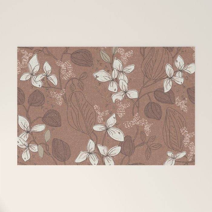 Floral elegance relaxed textured mocha mousse Welcome Mat Gallery Image 1