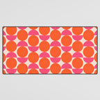 Vintage Mid-century Modern Abstract Geometric Balancing Shapes in Bright Bold Vibrant Fuchsia Pink and Hot Tangerine Orange Desk Mat Gallery Image 3