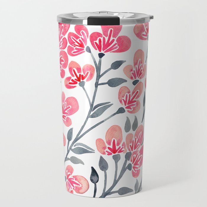 Cherry Blossoms - Pink & Black Palette Travel Mug Gallery Image 1