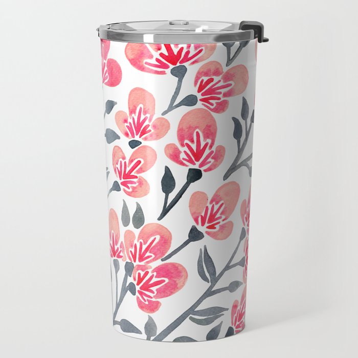 Cherry Blossoms - Pink & Black Palette Travel Mug Gallery Image 2