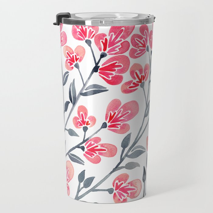 Cherry Blossoms - Pink & Black Palette Travel Mug Gallery Image 3