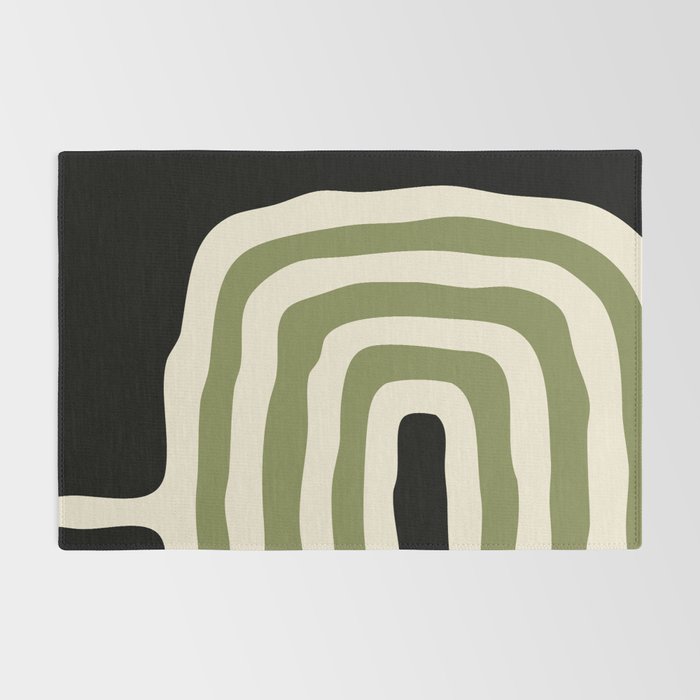 Abstract Geometric Rings 234 Black Olive Green and Beige Rug Gallery Image 2