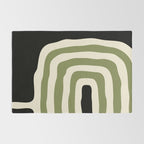 Abstract Geometric Rings 234 Black Olive Green and Beige Rug Gallery Image 2