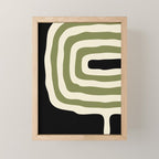 Abstract Geometric Rings 234 Black Olive Green and Beige Mini Art Print Gallery Image 1